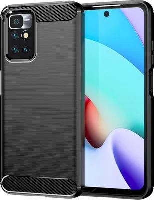 Produktbild von Silikon Hülle Carbon kompatibel mit XIAOMI REDMI 10 2022 Case TPU Soft Handyhülle Cover Schutzhülle Schwarz