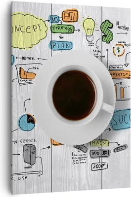 Produktbild von Bild auf Leinwand - Leinwandbild - Einteilig - Kaffee Morgen Tasse Frühstück - 70x100cm - Wand Bild - Wandbilder - Leinwanddruck - Wanddekoration - Leinwand bilder - Wandbild - PA70x100-2481