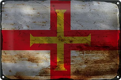 Produktbild von Blechschild Flagge Guernsey 30x20cm Flag of Guernsey Rost