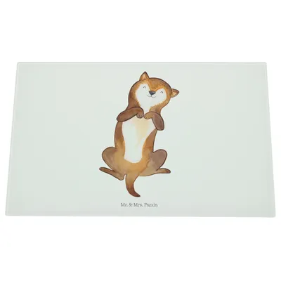 Produktbild von Mr. & Mrs. Panda schneidunterlage Hund Streicheln - Weiß - Geschenk, Glasbrettchen, Hunde, Schneidebrett Glas, Sprüche, Schneidplatte, Süß, Niedlich, Glasschneidebrett