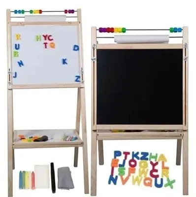 Image de Tableau magnétique en bois naturel double face - 3toysm