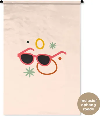 Produktbild von MuchoWow® Wandteppich Wandbehang Sonnenbrillen - Sommer - Sterne 90x135 cm Tapisserie Dekoration Wandtuch - Baumwolle - Wandskulptur