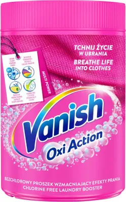 Zdjęcie produktu dla Vanish odplamiacz proszek do tkanin kolorowych Oxi Action Pink kolor 625 g