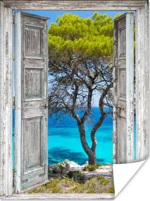 Produktbild von MuchoWow® Poster Baum - Tropisch - Meer - Blick - Strand 120x160 cm - Wandbilder