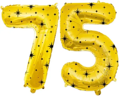 Produktbild von Folieballon Zahl 75, Gold-Schwarz, 75 cm, für Geburtstagsdeko