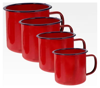 Produktbild von 4 Stück Emaillebecher Camping Kleine Tassen Blechbecher Rot