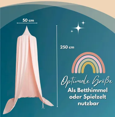 Immagine prodotto di Alavya Home Baldacchino per lettino 250x50 cm cotone mussola - rosa