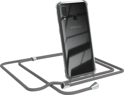 Produktbild von EAZY CASE Handykette kompatibel mit Samsung Galaxy A40, Handyhülle mit Umhängeband, Handykordel, Schutzhülle Clear, Band in Grau