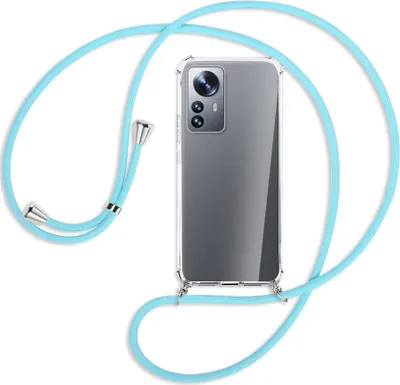 Produktbild von Handykette Backcover-Schutzhülle mit Band (Metall silberfarben) für Xiaomi 12 Pro - himmelblau
