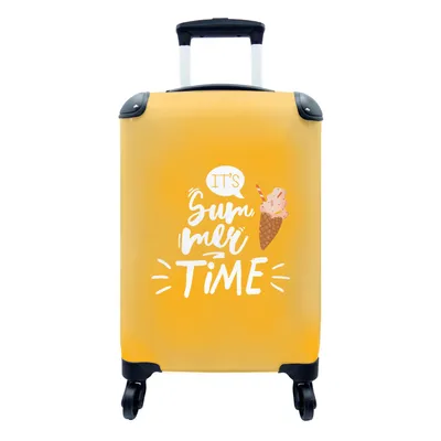 Produktbild von MuchoWow® Koffer Handgepäck Trolley Rollkoffer Kleine Reisekoffer mit 4 Rollen - Gelb - Eiscreme - Rosa - Cabin Size < 55x40x23 cm & 55x40x20 cm - Fotokoffer - Kabinenkoffer - Boardgepäck - Reise-Box - Reisekoffer - Reisegepäck - Koffer mit Bild - Trolley für Kinder