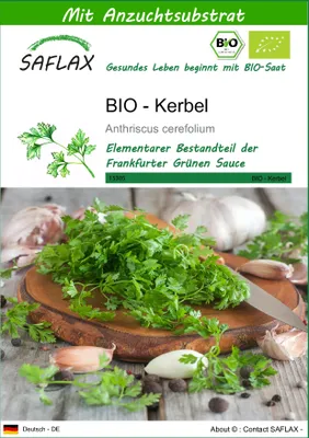 Produktbild von SAFLAX - BIO - Kerbel - Anthriscus cerefolium - 800 Samen - Mit keimfreiem Anzuchtsubstrat
