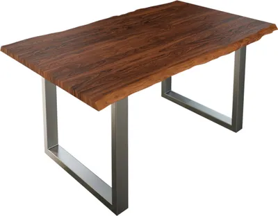 Produktbild von Esstisch Baumkante massiv Akazie nougat 160 x 85 cm silber LAUREN