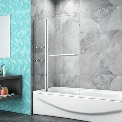 Produktbild von 120x140cm Badewanne Aufsatz 2 tlg. Faltwand Duschwand Drehen 180°duschabtrennung
