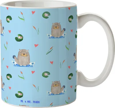 Produktbild von Mr. & Mrs. Panda Pott Otter Stein - Blau - Geschenk, Kaffeebecher, Pflanzen, Becher, Teepott, Seeotter See, Tasse, Grüßen, Bedruckte, Teetasse, Neugierig