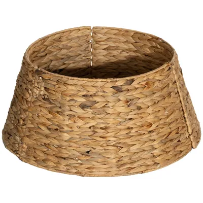 Zdjęcie produktu dla HOMCOM Spódnica choinkowa z hiacynta wodnego naturalna 60 cm (dół) 45 cm (góra) pokrowiec na stojak choinkowy Spódnica choinkowa Kocyk choinkowy Kołdra choinkowa Spódnica choinkowa jodłowa
