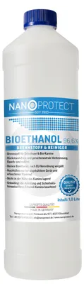 Produktbild von Nanoprotect Bioethanol 96,6% | 1 Liter | Flüssiger Ethanol Brennstoff für Indoor Kamin und Tischfeuer | Reiner Ethylalkohol als Lösungsmittel | e …