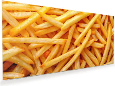Produktbild von Glasbild 60x30cm in XXL für Wohnzimmer, Schlafzimmer Motiv Pommes Frites