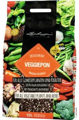 Obrázek produktu pro Pěstební granulát Lechuza Veggie Pon 12 l, organicko‑minerální pěstební substrát pro pěstování zeleniny a bylinek, předhnojený na 6–8 měsíců, bez rašeliny