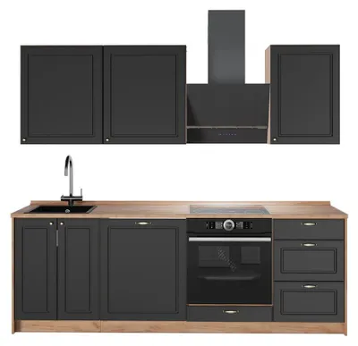 Obrázok produktu pre Kuchynka Vicco Fame-Line Antracitovo-zlatý vidiecky dom/Dub Goldkraft 230 cm, AP Oak, Model 63975