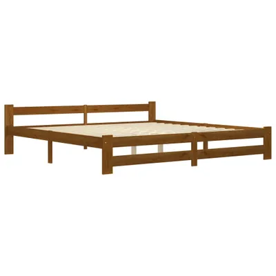 Image de vidaXL Lit en bois massif pin brun miel 200x200 cm