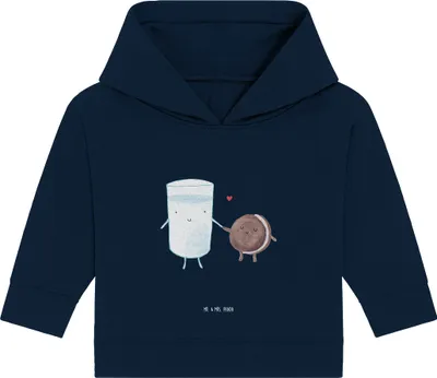 Produktbild von Mr. & Mrs. Panda Organic Baby Hoodie Milch Keks 12. - 18. Monat - French Navy - Geschenk, Lustige Sprüche, Kekse, Kapuzenshirt, Kapuzensweatshirt, Milk, Cookie, Kaffee