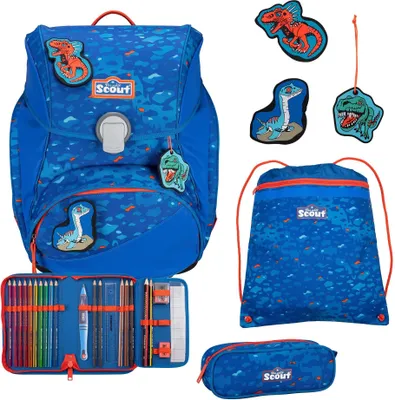 Produktbild von Scout Exklusiv Alpha Superflash Blue Dino Rucksack Set 4tlg.