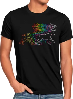 Produktbild von style3 Rainbow Reindeer Herren T-Shirt xmas weihnachten weihnachtspullover pulli ugly sweater strick