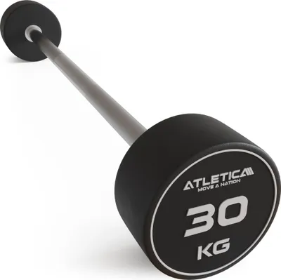 Produktbild von ATLETICA Langhantel | Kompakt | 30kg | Premium Design und Qualität | Edel, robust und geruchsfrei | 90 cm Innenmaß | Ø 32-34 mm | Einzeln