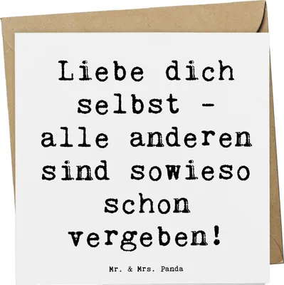 Produktbild von Mr. & Mrs. Panda Grußkarte Spruch Selbstakzeptanz Liebe - Weiß - Geschenk, Gefühl, Motivation, doppelkarte, faltkarte, anlasskarte, Klappkarte, Zitat, Selbstwertschätzung