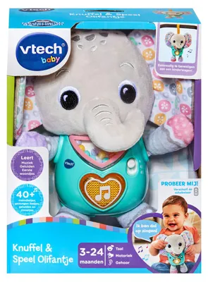 Produktbild von VTech Baby Knuffel & Speel Olifantje, 0,25 Jahr(e), Mit Ton, Sprachfunktion, Batterien erforderlich, AAA, Kunststoff, Plüsch
