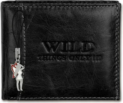 Image de Wild Things Only Bouton-pression Portefeuille noir en cuir OPJ102S