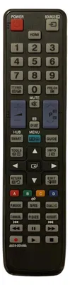 A black TV remote control with various buttons.