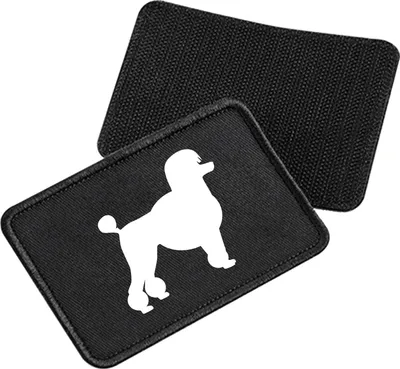 Produktbild von Huuraa Patch Pudel Silhouette Black 10 x 6,5cm Baumwolle Klettpatch für Mütze Geschenkidee