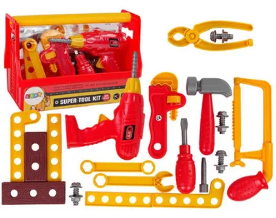 Produktbild von Lean Toys Werkzeugkasten Set Hammer Zange Rot