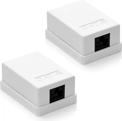 Produktbild von deleyCON 2x CAT 6 Netzwerkdose 1x RJ45 Buchse Aufputz Montage 1 Gbit Ethernet Netzwerk LAN Dose RAL 9003 Weiß