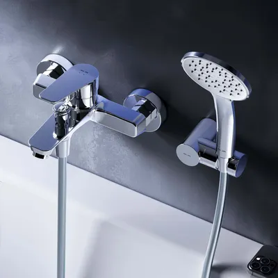 Produktbild von Badewannenarmatur Wannen Bad Armatur Einhebelmischer für Bad, inkl. Handbrause 5 Strahlarten, Wandhalterung und Schlauch AM.PM, Chrom