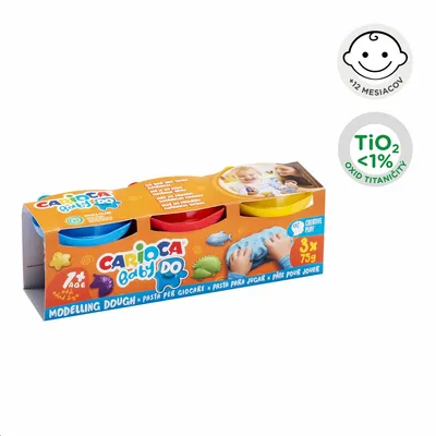 Produktbild von Carioca 43179, Knetmasse, Blau, Rot, Gelb, Kind, 3 Stück(e), 3 Farben, 1 Jahr(e)
