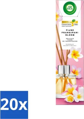 Produktbild von Air Wick Duftstäbchen-Diffusor – Zarte Frangipani-Blüten – Ätherische Öle – 40 ml - Vorteilspack - 20 Stücke