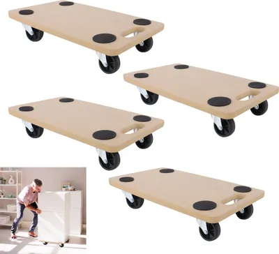 Obrázek produktu pro UISEBRT 4 kusy pojízdné desky 58 x 29 cm transportní váleček nábytek transportní váleček transportní pomůcka box váleček pro stěhování nábytku transport 200 kg