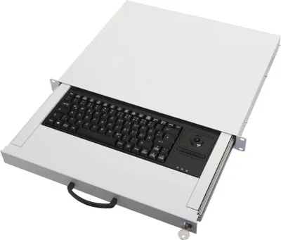 Produktbild von aixcase 19 Rack 1U Tastatur DE Trackball PS2&USB lichtgrau