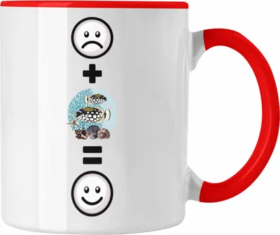 Produktbild von Trendation - Fisch Tasse Geschenk für Aquaristen Aquarium  :( + Fische = :) Lustige Geschenkidee Geburtstag (Rot)