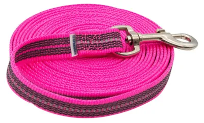 Suchleine aus Nylon mit Gummi, rosa, 10 m, reflektierend