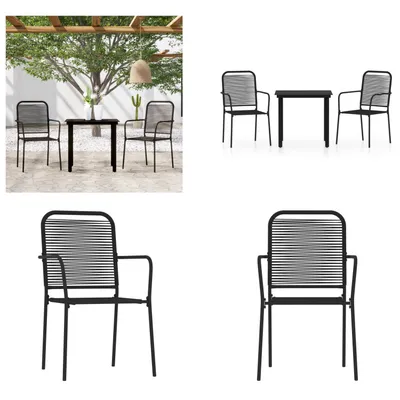 Produktbild von vidaXL 3 tlg. Garten Essgruppe Schwarz - Garten-Essgruppe - Garten-Essgruppen - Outdoor-Essgruppe - Terrassen-Essgruppe