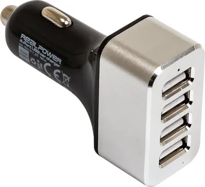 Immagine prodotto di Realpower RealPower 176636 caricatore per dispositivi mobili Smartphone, Tablet Nero, Argento Accendisigari Auto