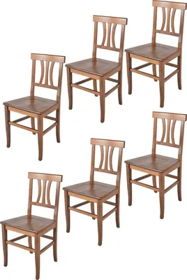 Image de t m c s Tommychairs - Lot de 6 chaises ARTEMISIA pour la cuisine et la salle à manger, structure robuste en hêtre laqué de couleur brun noyer et assise en bois