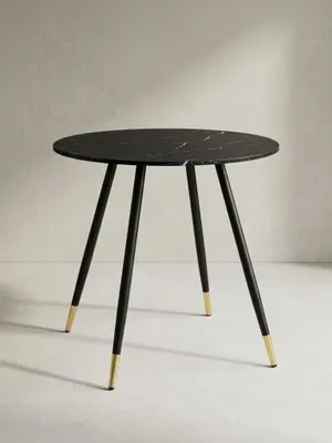 Produktbild von Esszimmertisch 75x75x76 cm Marmor-Optik Schwarz Esstisch Modern, Küchentisch mit Metallbeinen, Kleiner Speisetisch Esszimmer Rund
