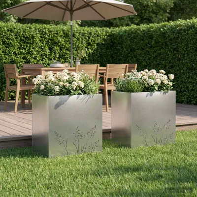 Produktbild von Möbel Garten-Pflanzgefäß 2 Stk. Silber 50 x 30 x 49 cm Edelstahl - Beete &23966