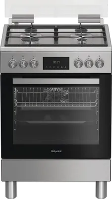 Produktbild von Hotpoint H6G5LMX, Freistehender Herd, Edelstahl, Drehregler, Berührung, Edelstahl, Vorderseite, Gaskochfeld