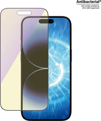 Obrázek produktu pro PanzerGlass ® Anti-blue light Screen Protector iPhone 14 Pro | Ultra-Wide Fit w. EasyAligner, Apple, Apple - iPhone 14 Pro, Aplikace nasucho, Odolné proti poškrábání, Odolný proti nárazům, Průhledná, 1 kusů