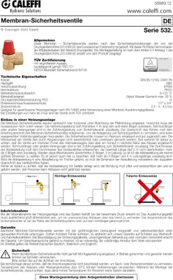 Produktbild von Caleffi Membran-Sicherheitsventil mit Manometer für Heizung, SV - 1/2" x 1/2" - 2,5 bar